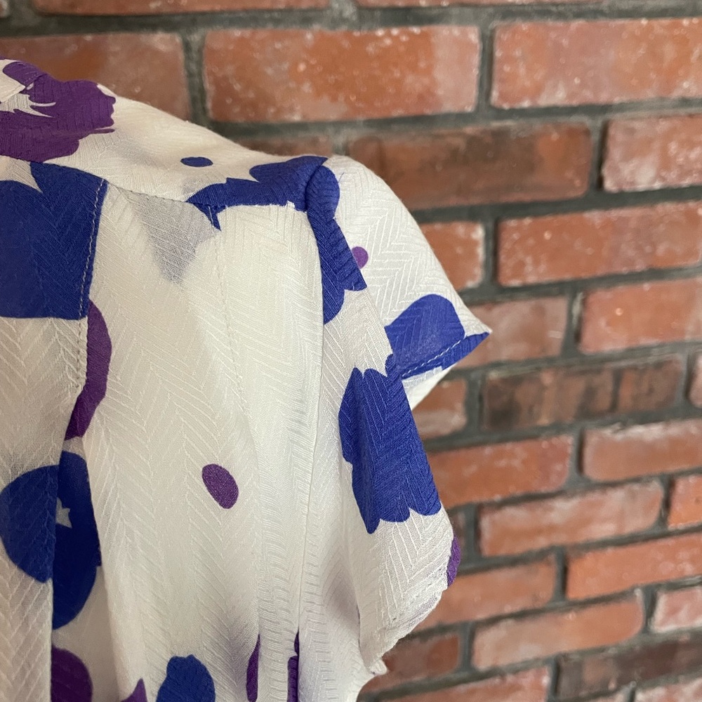 CAbi White and Purple Floral Blouse - Picture 6 of 13